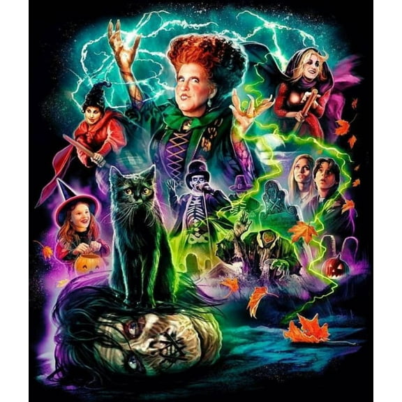Hocus Pocus 5D Diamond Painting Kits for Aduts, Witch Diamond Art, Full Drill Cross Stitch Kits for Beginners, Wall Art 12" X 16"
