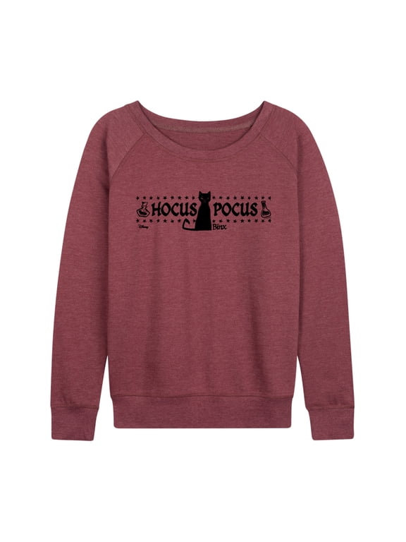 - Binx Hocus Pocus Women's Lightweight French Terry Wide Neck Long Sleeve Graphic Shirt