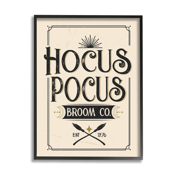 Hocus Pocus Broom Co Sign Holiday Graphic Art Black Framed Art Print Wall Art