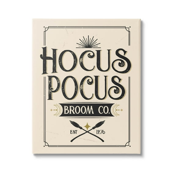 Hocus Pocus Broom Co Sign Holiday Graphic Art Gallery Wrapped Canvas Print Wall Art