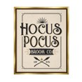 thumbnail image 1 of Hocus Pocus Broom Co Sign Holiday Graphic Art Metallic Gold Framed Art Print Wall Art, 1 of 6