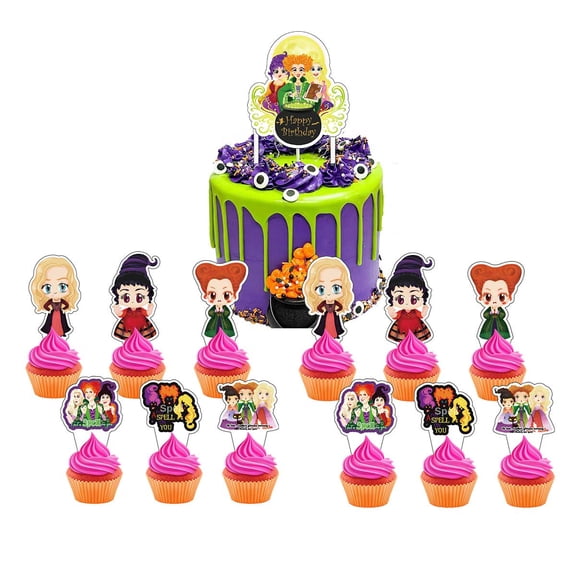 Hocus Pocus Cake Topper Cupcake Set Themed Birthday Party Supplies Decoration Decor Kit