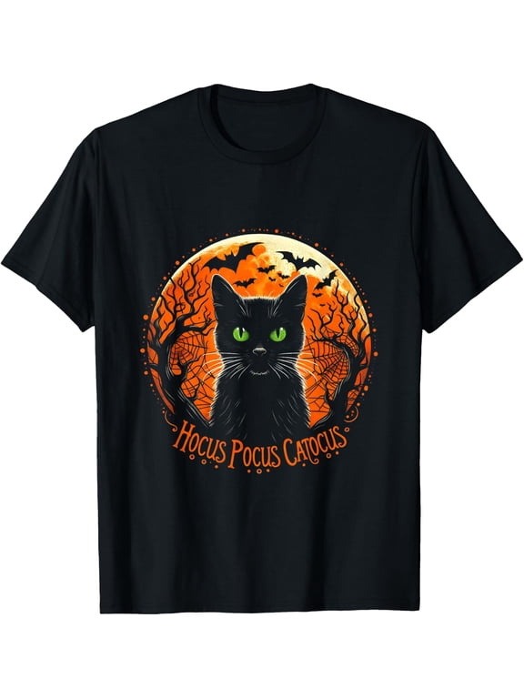 Hocus Pocus Catocus Halloween Black Cat Lover T-Shirt Size S-5XL