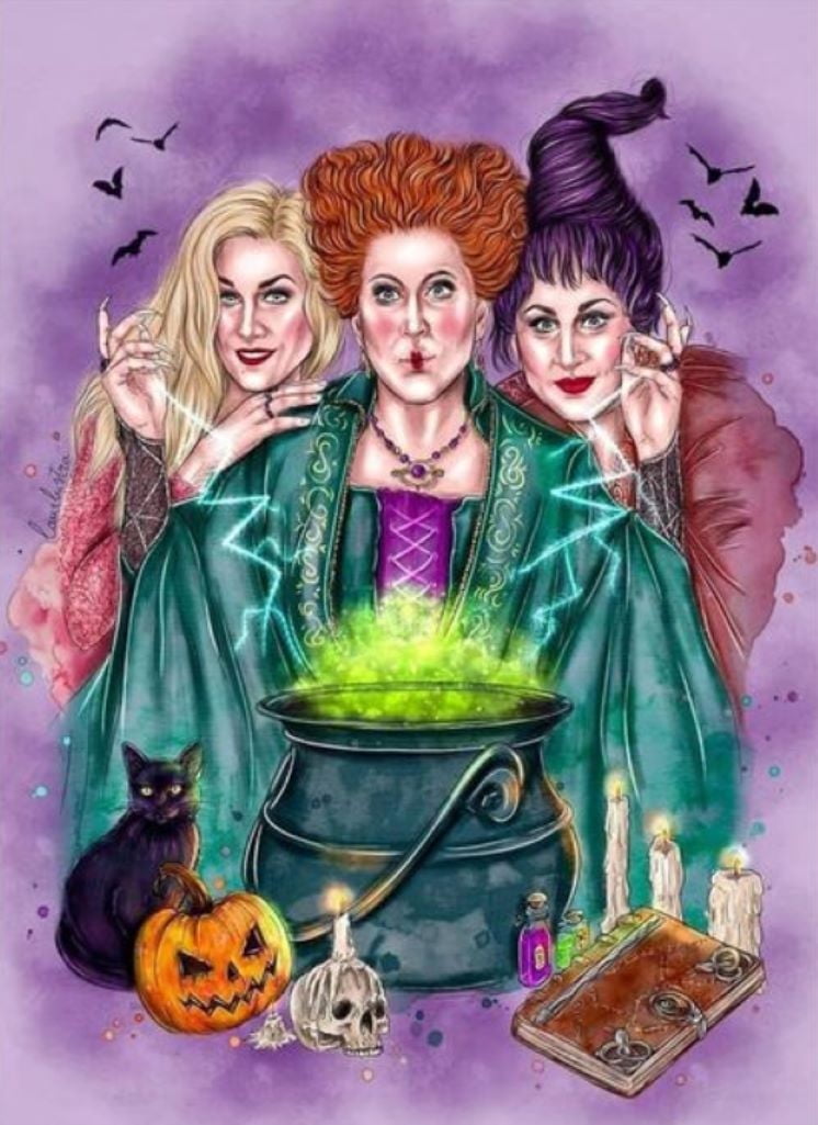 Hocus Pocus Diamond Art Kits for Adults,5D Diamond Painting Kits for Adults,Halloween Diamond Dots Paint with Diamonds for Home Wall Decor 12x16 Inch