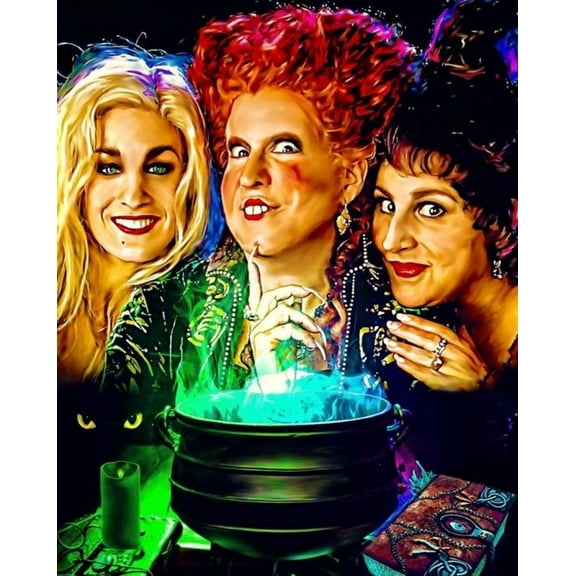 Hocus Pocus Diamond Art Kits for Adults,5D Diamond Painting Kits for Adults,Witch Diamond Dots Paint with Diamonds for Home Wall Decor 12x16 Inch