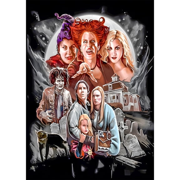 Hocus Pocus Diamond Painting Set (for Adults) 5D DIY Movie Character Diamond Art Set (for Beginners) Round Full Diamond Diamond Painting Gem Art Crafts (Home Wall Decoration Gift)