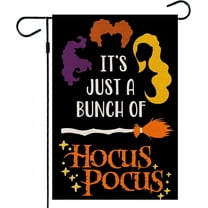 Hocus Pocus Garden Flag, Halloween Sanderson Sisters Flags 12x18 Double Sided for Outside, Witches Small Yard Burlap Flag Mini Vertical Rustic Porch Lawn Decorations Outdoor Black