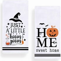 Hocus Pocus Halloween Pumpkin Kitchen Towels Dish Towels, 18x26 Inch Home Sweet Home Decoration Hand Towels Set of 2