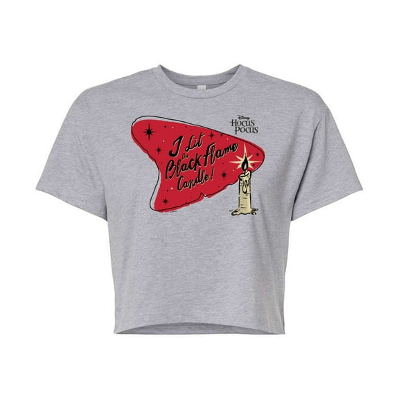 Hocus Pocus - I Lit The Black Flame Candle - Juniors Cropped Cotton Blend T-Shirt