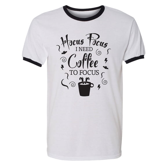 Hocus Pocus I Need Coffee Adult Short Sleeve Ringer T-shirt