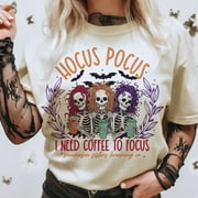 SIMPLE FIT Hocus Pocus I Need Coffee To Focus Shirt, Retro Shirt, Trending Shirt, Gothic Shirt, Skull Shirt, Witch Shirt, Spooky Girl Shirt