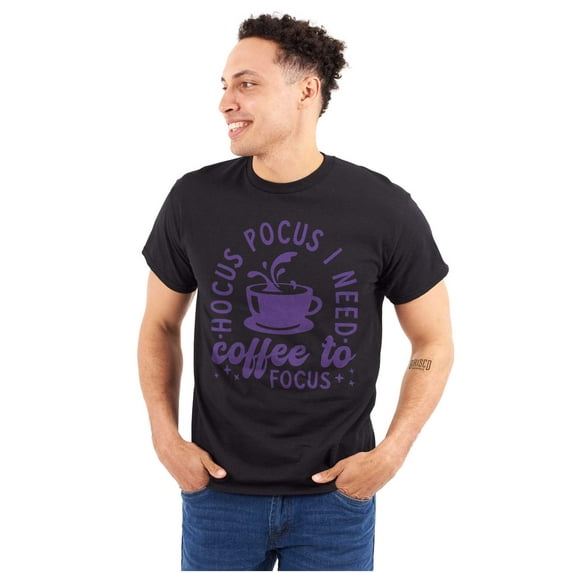 Hocus Pocus I Need Coffee to Focus Plus Size Crewneck Graphic Tee Shirt Brisco Brands 4X
