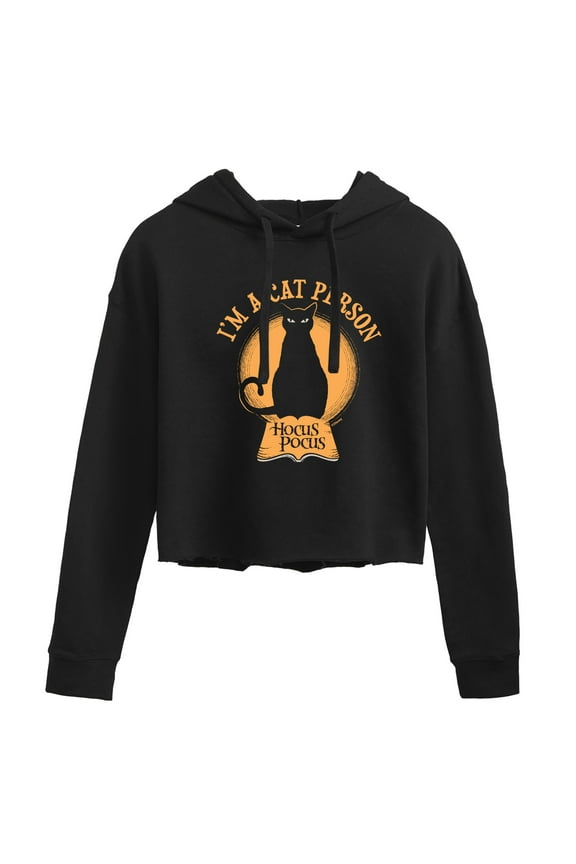 - I'm a Cat Person - Juniors Cropped Pullover Hoodie