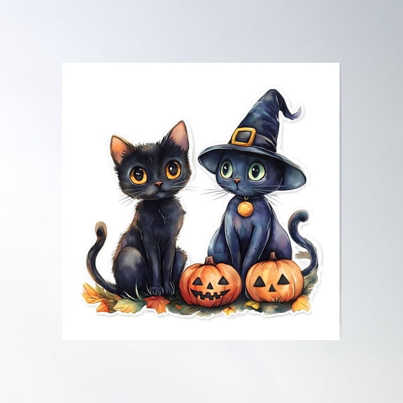 Hocus Pocus Kittens Poster Wall Art, Modern Wall Decor For Living Room Bedroom, 16x16 UNFRAMED