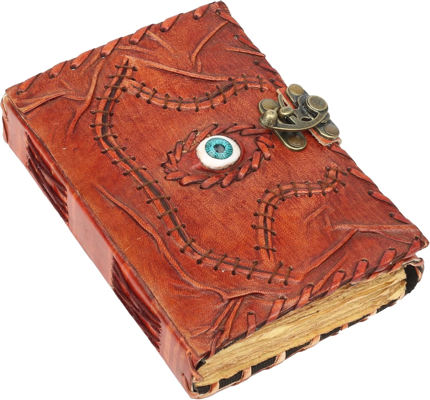 Hocus Pocus Leather Journal Blank Spell Book of Shadows with Lock Clasp Prop Vintage Notebook Journals Bound Witchcraft Wiccan Grimoire Witch Magic Eye Sketchbook Drawing Writing Diary 5X7 in