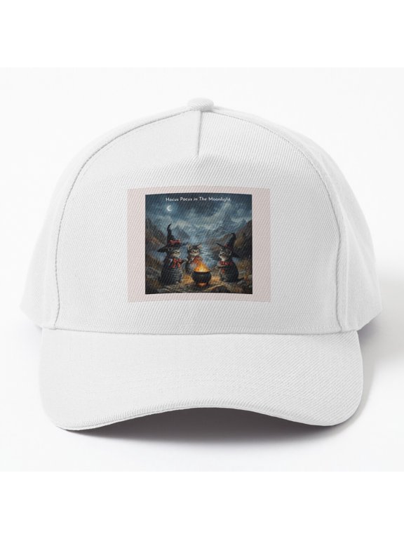 Hocus Pocus Moonlight Baseball Cap, Animal Camping Night Graphic Design, Classic Hat