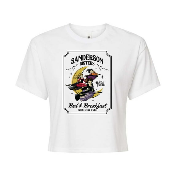 Hocus Pocus - Sanderson Bed Breakfast Sign - Juniors Cropped Cotton Blend T-Shirt