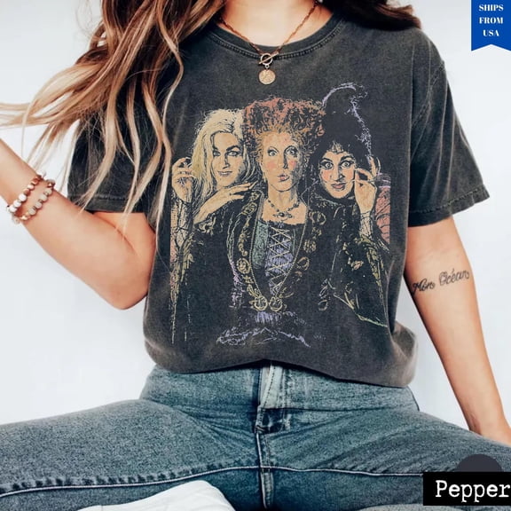Hocus Pocus Sisters T-shirt Halloween Witch Shirt Dark Grey Sanderson Sisters Top Spooky Season Apparel