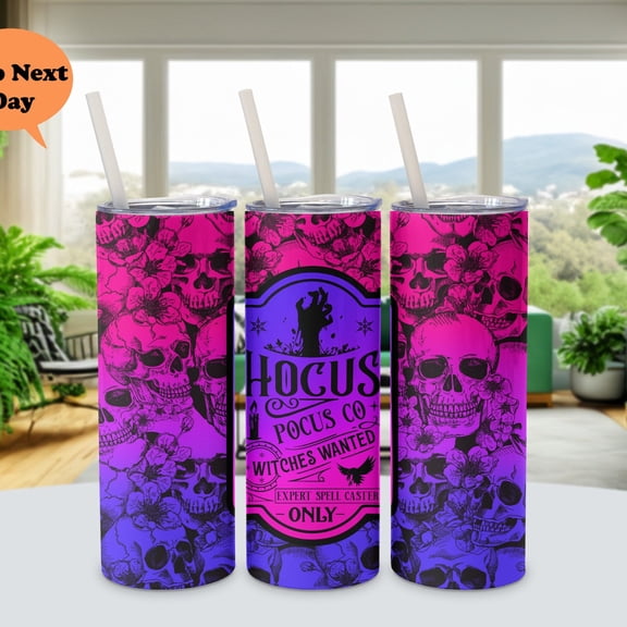 Hocus Pocus Skeleton Personalized Tumbler, 20 oz Stainless Steel Cup