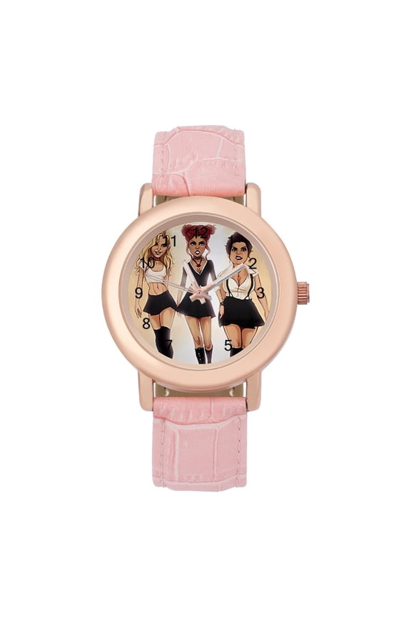 Hocus Pocus Soft Leather Strap Watch Adult Classic Ladies Leather Strap Wrist Watch Adjustable Fit for Wrist Sizes 5.7" to 8.7"