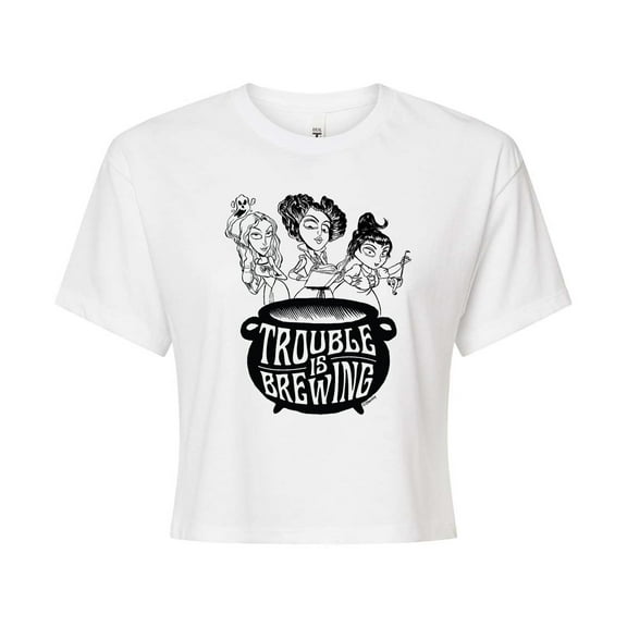 Hocus Pocus - Trouble is Brewing - Juniors Cropped Cotton Blend T-Shirt