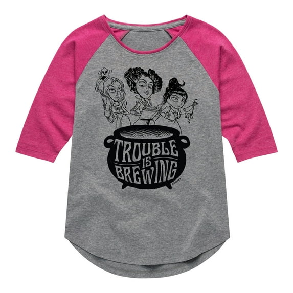 Hocus Pocus - Trouble is Brewing - Youth Girls Raglan Graphic T-Shirt