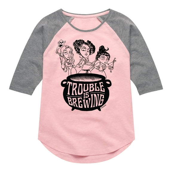 Hocus Pocus - Trouble is Brewing - Youth Girls Raglan Graphic T-Shirt