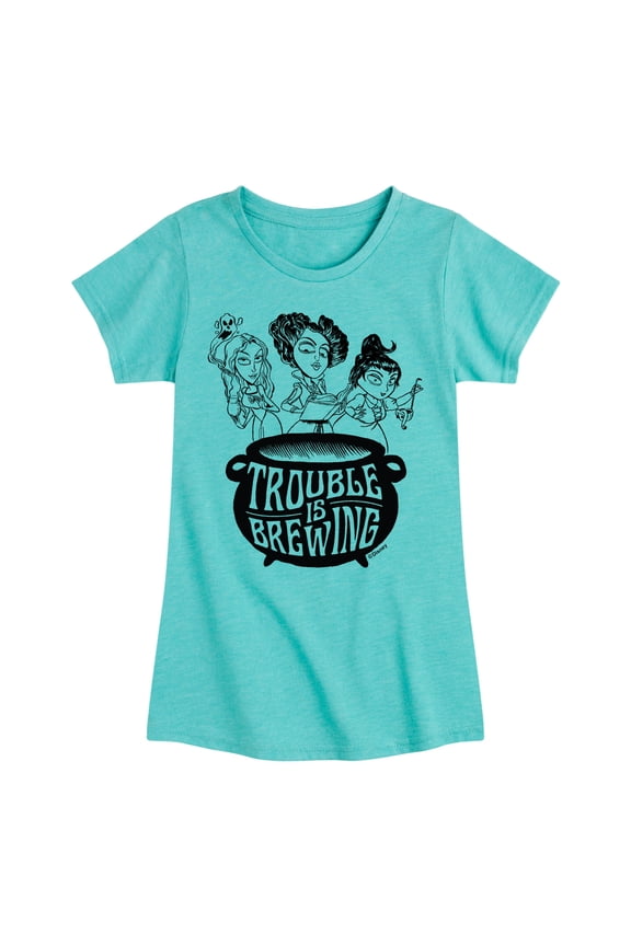 - Trouble is Brewing - Youth Girls Short Sleeve Graphic T-Shirt
