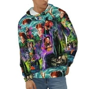 PLDFLKFKWODEL Hocus Pocus Unisex Hoodies 3D Print Hooded Sweatshirt for Men Women, Long Sleeve Fall Pullover Top with Pockets