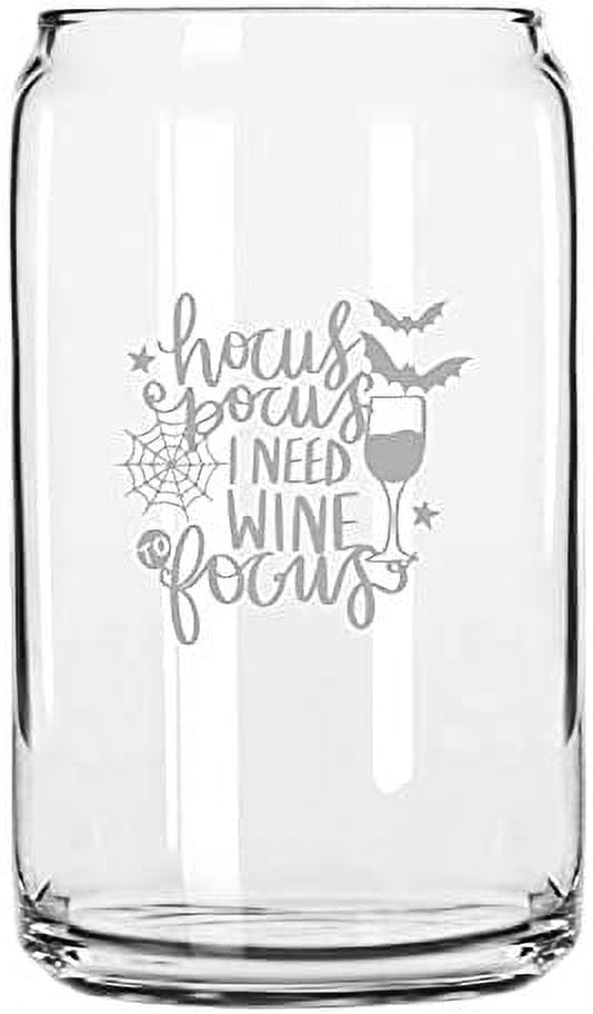 Hocus Pocus Wine To Focus Happy Halloween Etched 16oz Libbey Can Glass -  Walmart.com