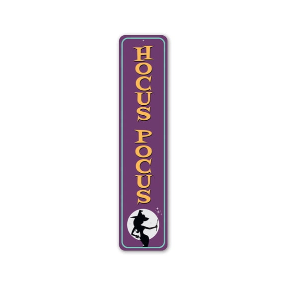 Hocus Pocus Witch Aluminum Sign - Wall Mounted Home Decor Sign - Hang Ornament for Bedroom - Decor Accessory for Home, Bedroom and Living Room - 4x18 inches
