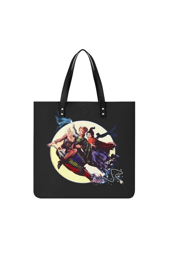 Hocus Pocus Women PU Leather Handbags Purses And Handbags For Girl Ladies Handle Shoulder Satchel Bag with Top Magnetic Snap Closure 39x39cm