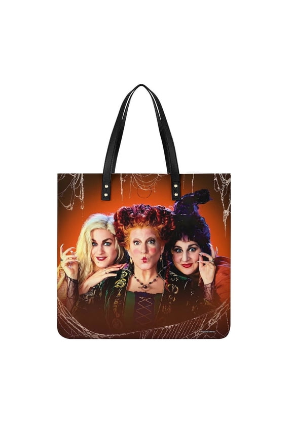 Hocus Pocus Women PU Leather Handbags Purses And Handbags For Girl Ladies Handle Shoulder Satchel Bag with Top Magnetic Snap Closure 39x39cm