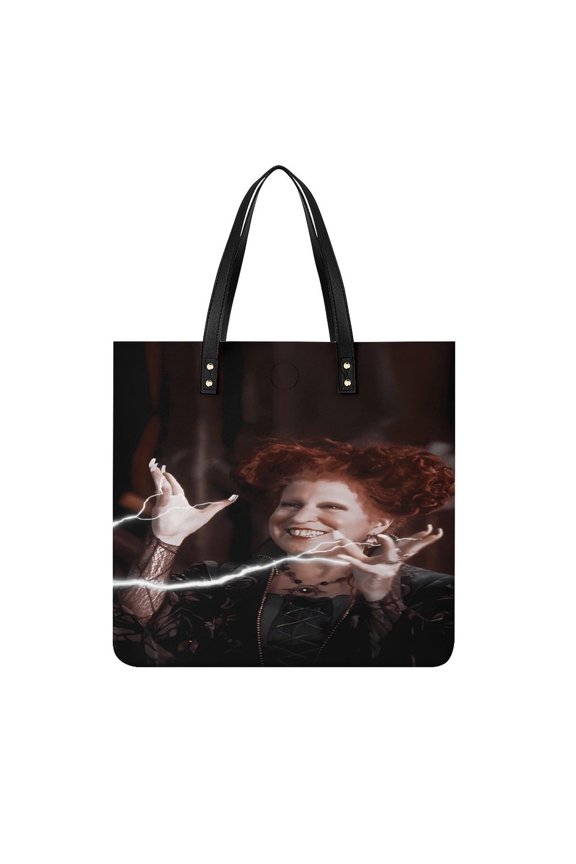 Hocus Pocus Women PU Leather Handbags Purses And Handbags For Girl Ladies Handle Shoulder Satchel Bag with Top Magnetic Snap Closure 39x39cm