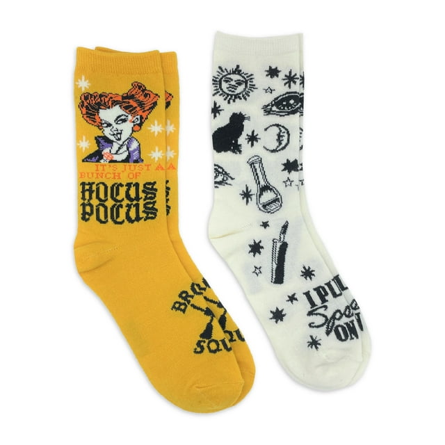 Hocus Pocus Women's Halloween Crew Socks, 2-Pack, Size 4-10