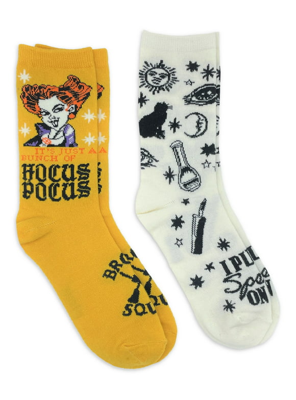 Hocus Pocus Women's Halloween Crew Socks, 2-Pack, Size 4-10