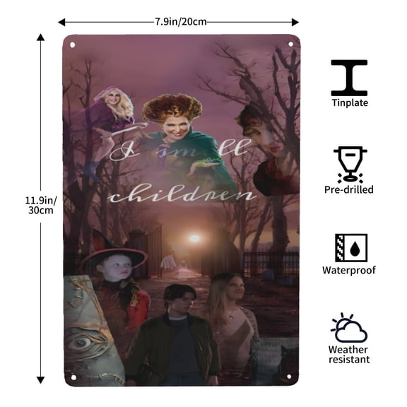 Hocus Pocus-themed Tin Painting tin artwork, 812 in (2030 cm), high-definition rendering, a 2026 model that lifts the rooms character.