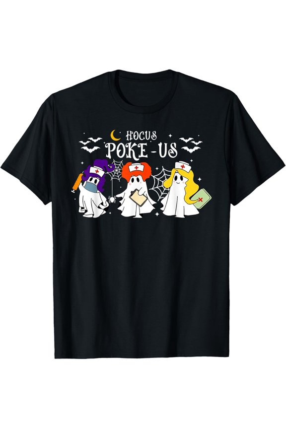 Hocus Poke-Us Witch Nurse Halloween Medical Lab Tech Spooky T-Shirt Unisex S-5XL Hot Trending Shirt Birthday Gift