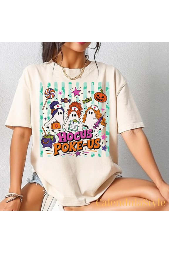 Hocus Poke-us Witch Nurse Shirt, Medical Lab Tech Spooky Gift, ER Crew Tshirt, Treat Or Treatment Shirt, Nursing Student Gift