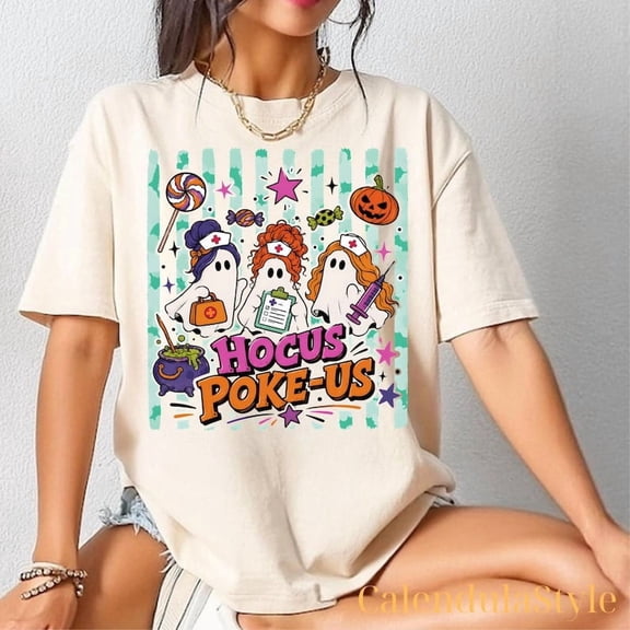 Hocus Poke-us Witch Nurse Shirt, Medical Lab Tech Spooky Gift, ER Crew Tshirt, Treat Or Treatment Shirt, Nursing Student Gift