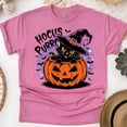 thumbnail image 1 of Hocus Purrcus Cat Shirt for Adults, Funny Witch Pumpkin Graphic Tee, Heliconia, Size XL, 1 of 6
