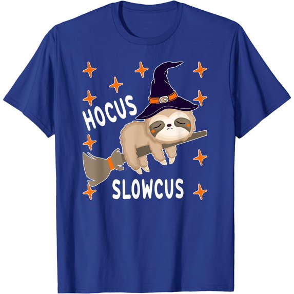 Hocus Slowcus Cute Funny Sloth Witch Halloween Gift Unisex T-Shirt for Men Women Kids Toddler,Royal Blue Color,Size 2XL
