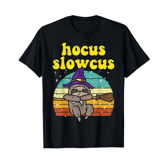 Hocus Slowcus Witch Sloth Retro Cute Animal Halloween Women T-Shirt