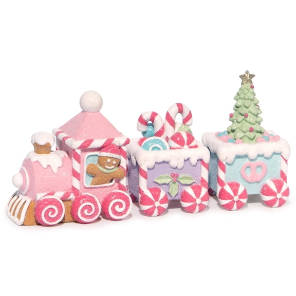 Hodao Christmas Gingerbread Man Train Figurine, Handmade Winter Home Decor Cute Gingerbread Man Train Adds Christmas Charm to Home Tabletop, Shelf, Mantel, or Party Decor, And Sweet Healing Gifting