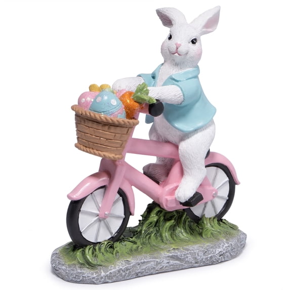 Hodao Easter Bunny Riding Bike Figurines - Cute Indoor Home Decor Ornaments for Bedroom & Living Room, Festive Spring Decorations, Ideal Gift for Easter Celebrations