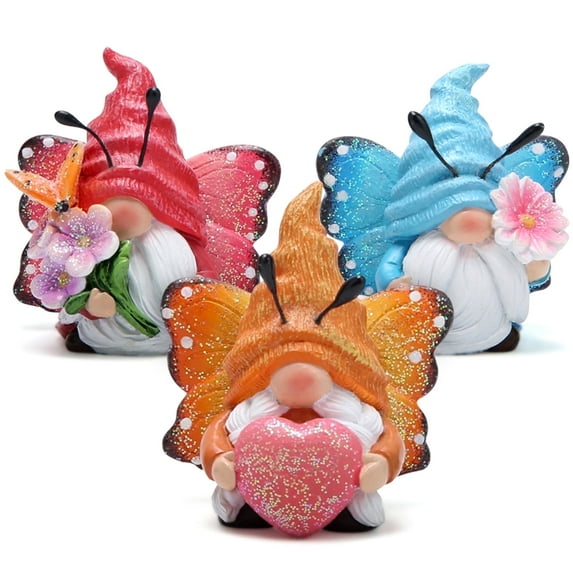 Hodao Butterfly Gnome Figurine Garden Decoration Home Decoration 3PCS
