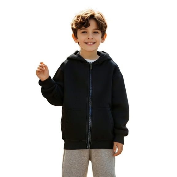 Hoddies Black Full Zipper Hoodies Casual Long Sleeve Hoodies Winter Clothes Toddler Girl Clothes 2-3 Years Boys Girls Fashion
