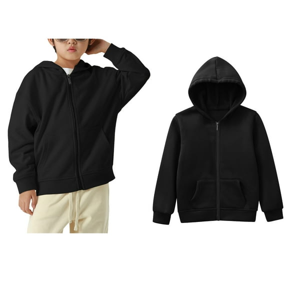 Hoddies Black Hooded Lightweight Long Sleeve Hoodies Warm Fall Winter Clothes Girls 12-18 Months Clothes Boys Girls Fashion