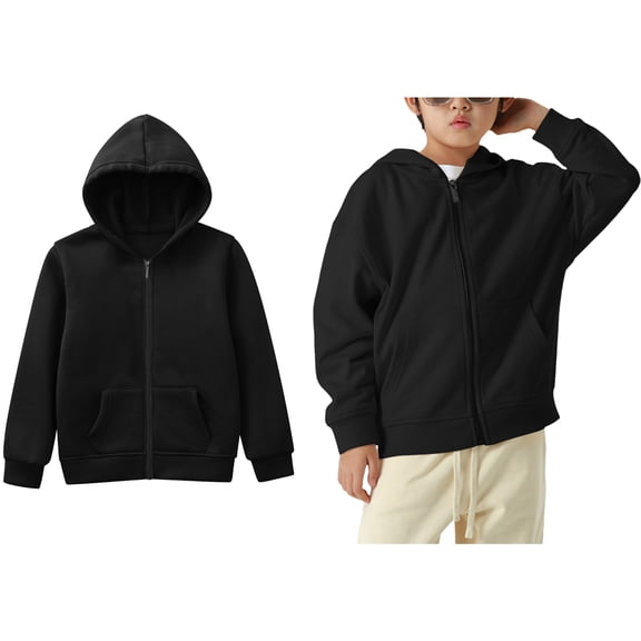Hoddies Black Hooded Long Sleeve Hooded Sweatshirt Top Fall Clothes 8-9 Years Old Girl Clothes Boys Girls Fashion