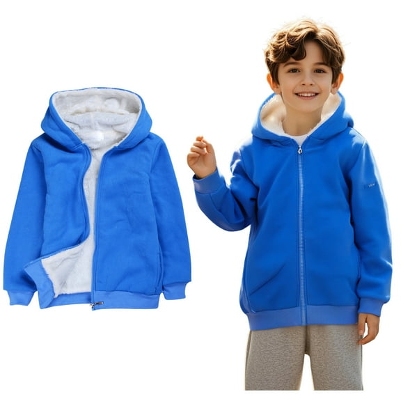 Hoddies Blue Full Zipper Hoodies Long Sleeve Soft Sweatshirts Top Fall Clothes 2-3 Years Boys Clothes Boys Girls Fashion